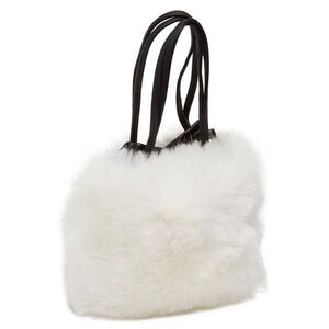 Tosca Blu White Small Faux Fur Bucket Bag